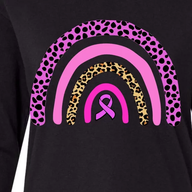 Breast Cancer Awareness Rainbow Leopard Design Womens Cotton Relaxed Long Sleeve T-Shirt