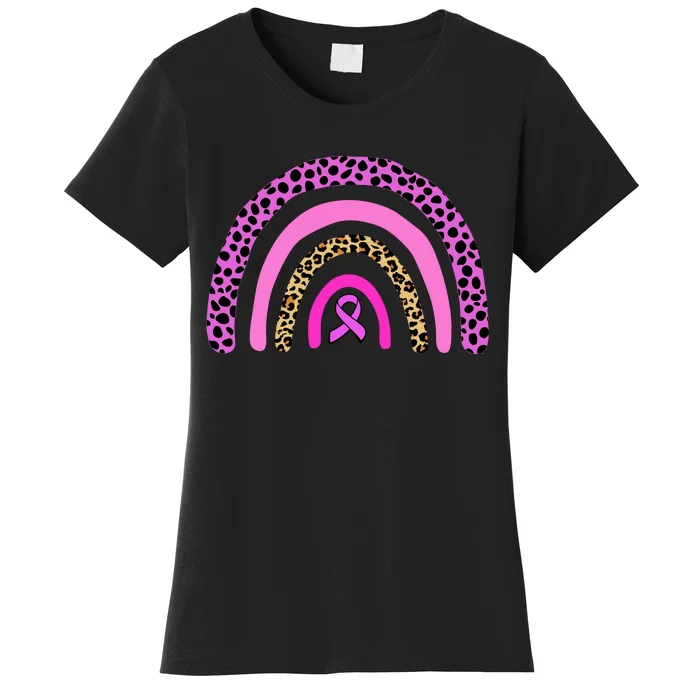 Breast Cancer Awareness Rainbow Leopard Design Women's T-Shirt