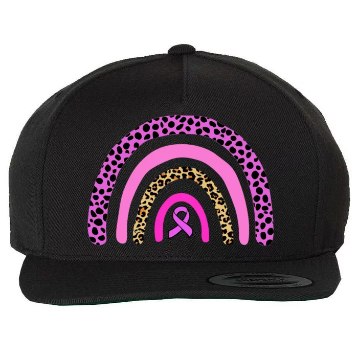 Breast Cancer Awareness Rainbow Leopard Design Wool Snapback Cap