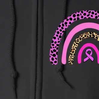 Breast Cancer Awareness Rainbow Leopard Design Full Zip Hoodie