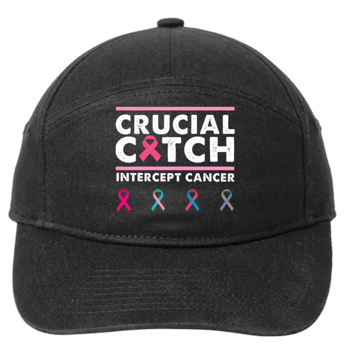 Breast Cancer Awareness Crucial A Catch Intercept Cancer 7-Panel Snapback Hat