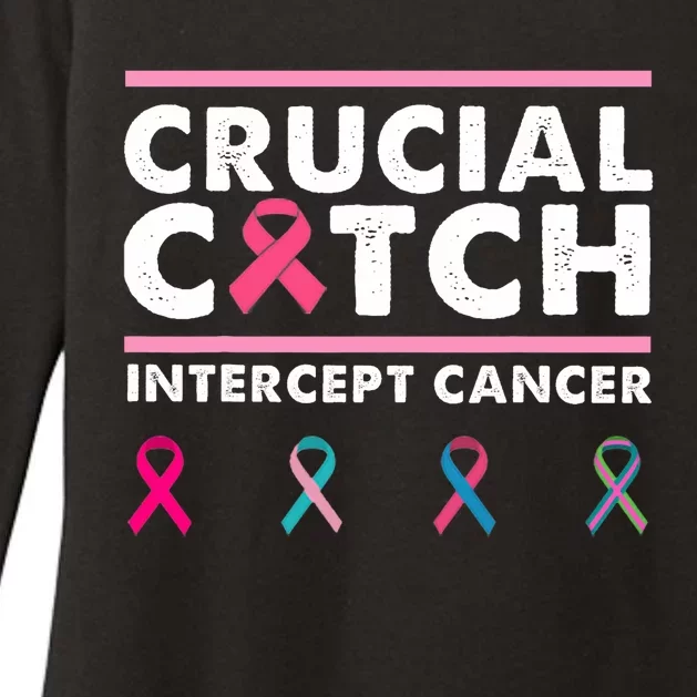 Breast Cancer Awareness Crucial A Catch Intercept Cancer Womens CVC Long Sleeve Shirt