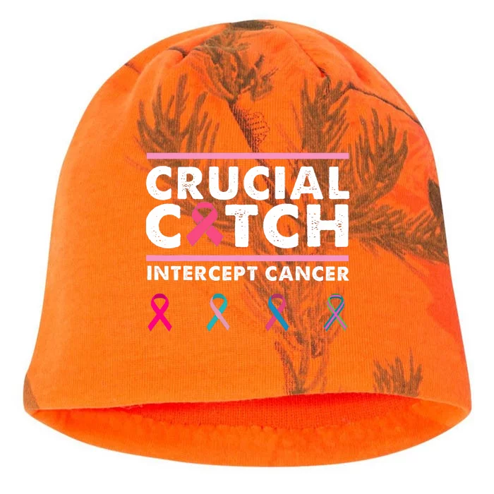 Breast Cancer Awareness Crucial A Catch Intercept Cancer Kati - Camo Knit Beanie