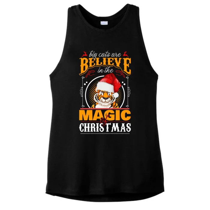 Big Cats Are Believe In The Magic Of Christmas Great Gift Ladies Tri-Blend Wicking Tank