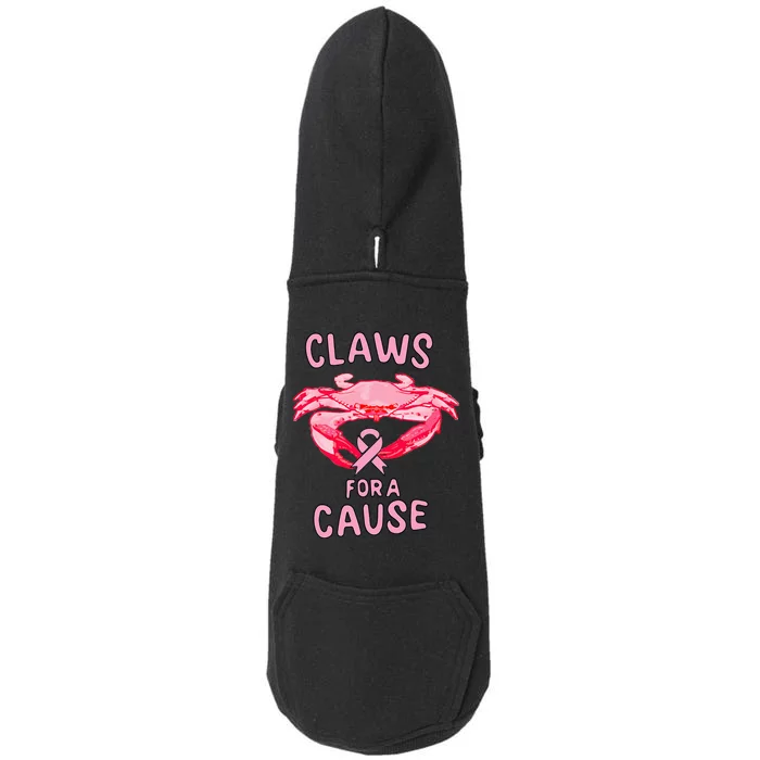 Breast Cancer Awareness Claws For A Cause Crab Doggie 3-End Fleece Hoodie