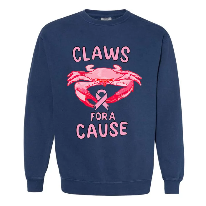 Breast Cancer Awareness Claws For A Cause Crab Garment-Dyed Sweatshirt