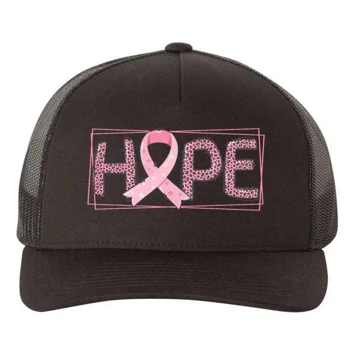 Breast Cancer Awareness Leopard Ribbon Yupoong Adult 5-Panel Trucker Hat