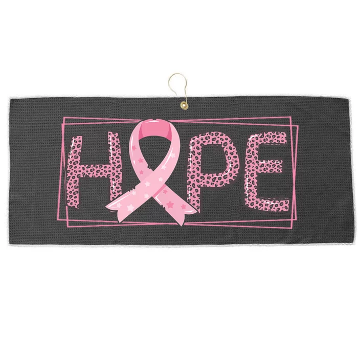 Breast Cancer Awareness Leopard Ribbon Large Microfiber Waffle Golf Towel