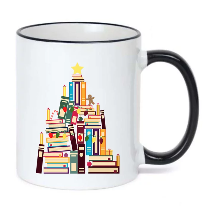 Booklovers Christmas Book Tree Funny Gift Black Color Changing Mug