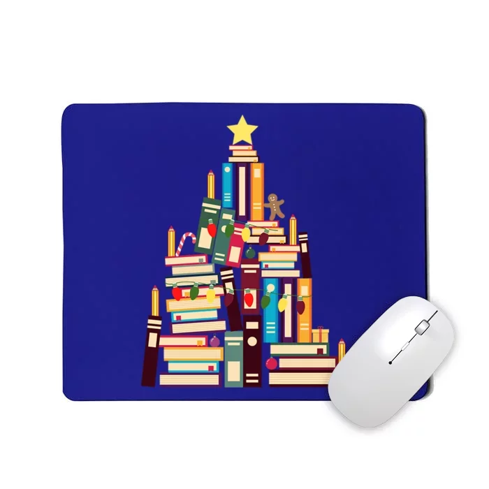 Booklovers Christmas Book Tree Funny Gift Mousepad