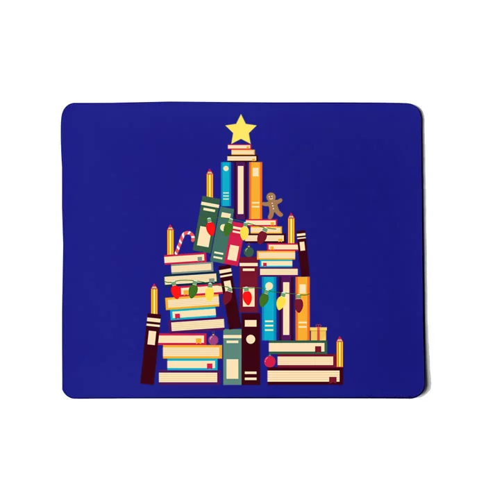 Booklovers Christmas Book Tree Funny Gift Mousepad