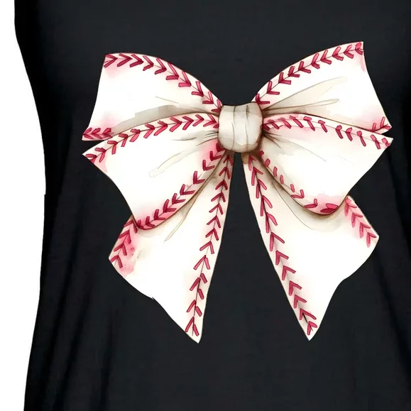 Baseball Coquette Bow Ladies Essential Flowy Tank