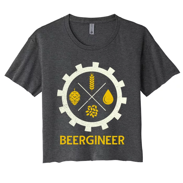 Beergineer Craft Beer Brewer Engineer Homebrew Ipa Gift Cool Gift Women's Crop Top Tee