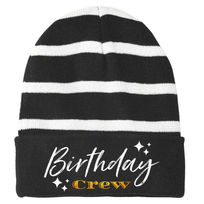 Birthday Crew Striped Beanie with Solid Band