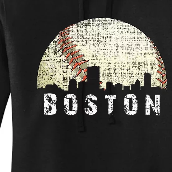 Boston Cityscape Baseball Lover Women's Pullover Hoodie