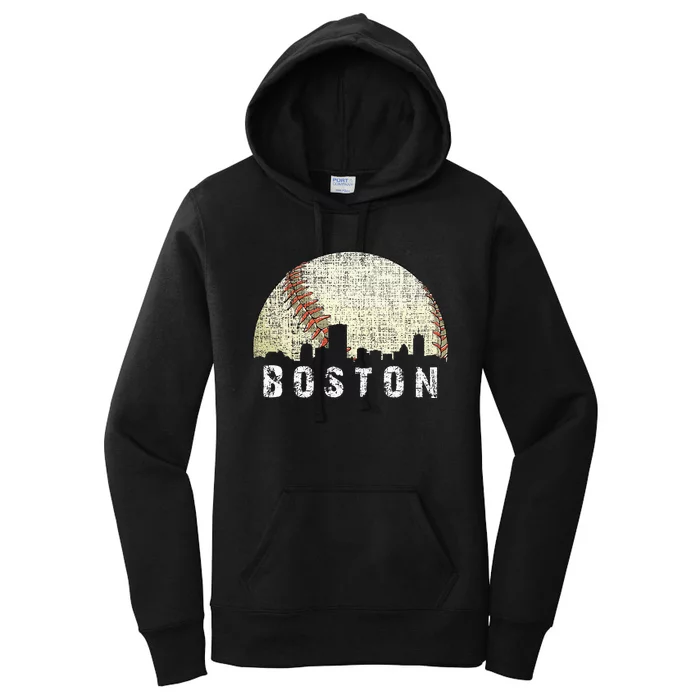 Boston Cityscape Baseball Lover Women's Pullover Hoodie