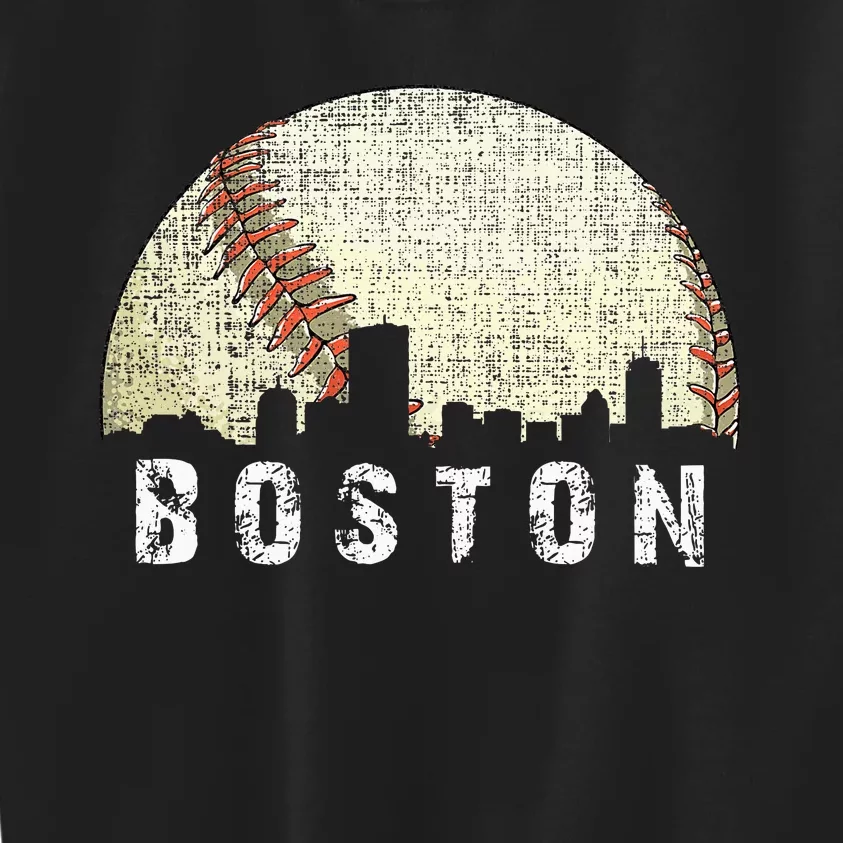 Boston Cityscape Baseball Lover Kids Sweatshirt