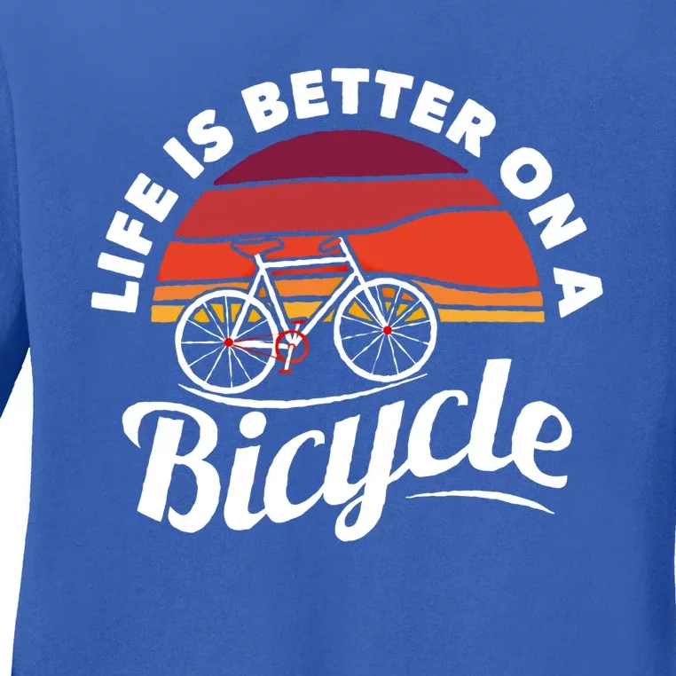 Bike Cycling Biking Cyclist Retro Theme Bicycle Quote Saying Funny Gift Ladies Long Sleeve Shirt