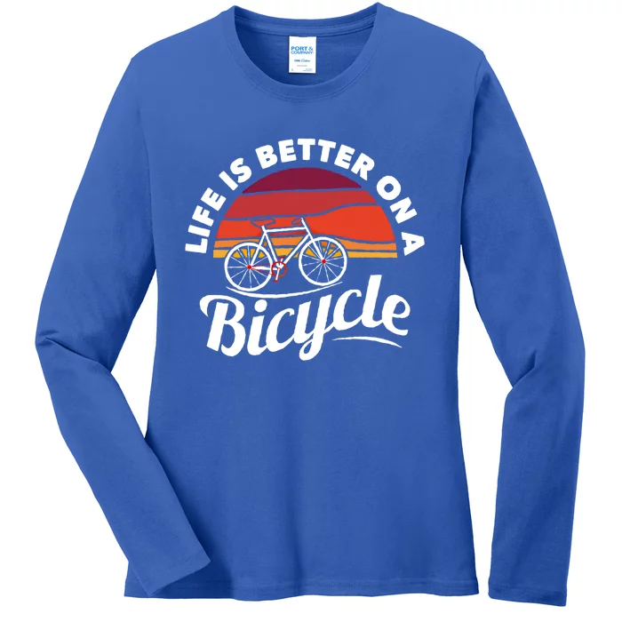 Bike Cycling Biking Cyclist Retro Theme Bicycle Quote Saying Funny Gift Ladies Long Sleeve Shirt