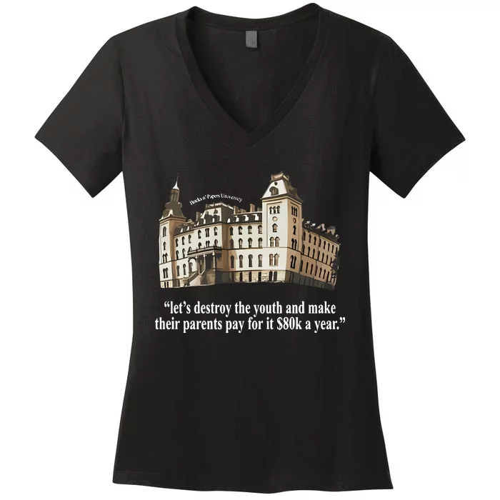 Black Cactus Bricks N’ Papers University Lets Destroy The Make Their Women's V-Neck T-Shirt