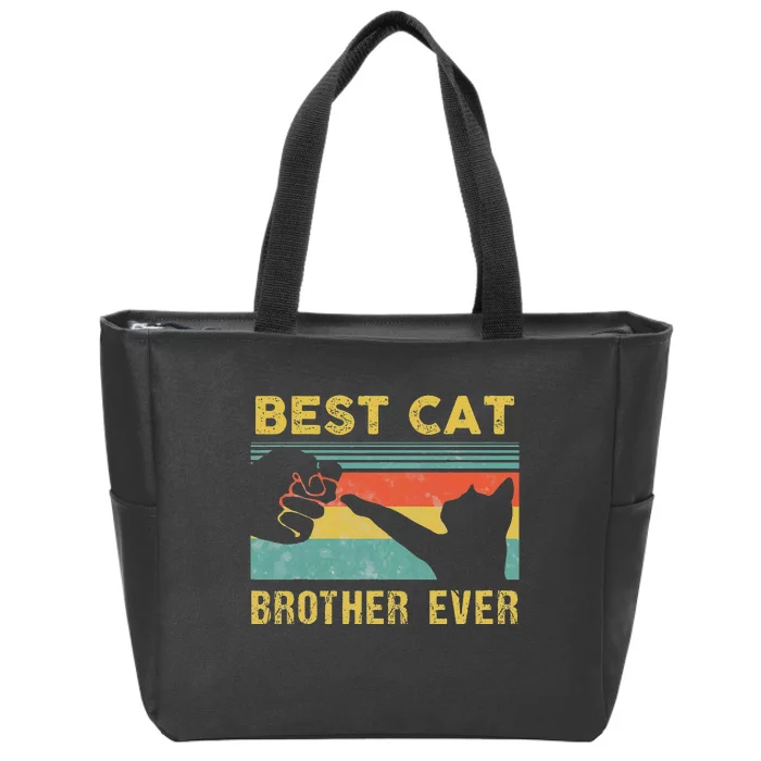 Best Cat Brother Ever Vintage Cats Happy Father's Day Zip Tote Bag