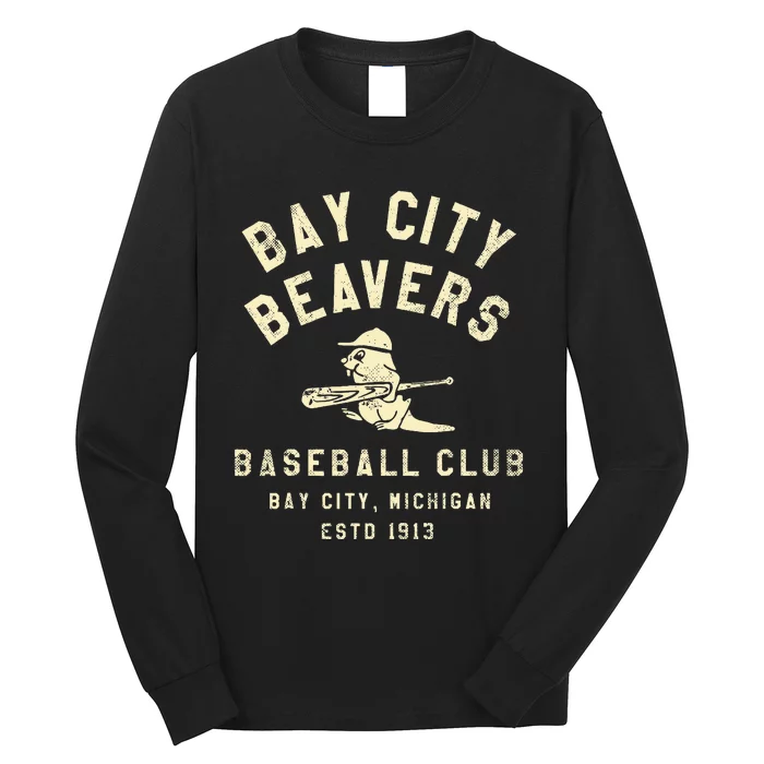 Bay City Beavers Michigan Vintage Defunct Baseball Long Sleeve Shirt