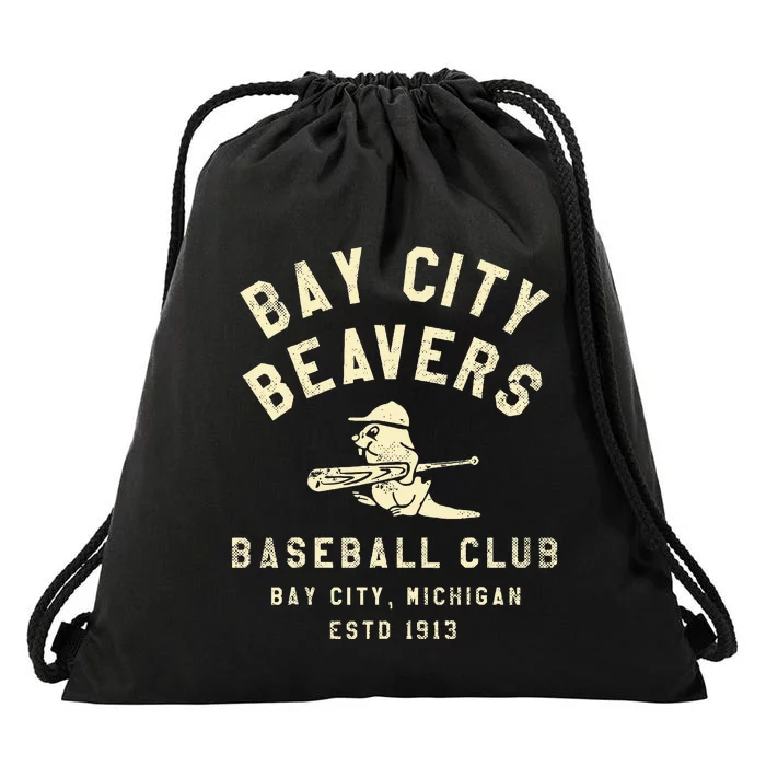 Bay City Beavers Michigan Vintage Defunct Baseball Drawstring Bag