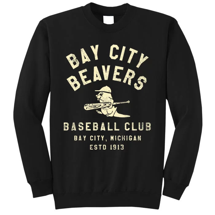 Bay City Beavers Michigan Vintage Defunct Baseball Tall Sweatshirt