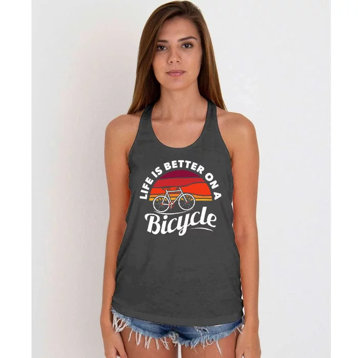 Bike Cycling Biking Cyclist Retro Theme Bicycle Women's Knotted Racerback Tank