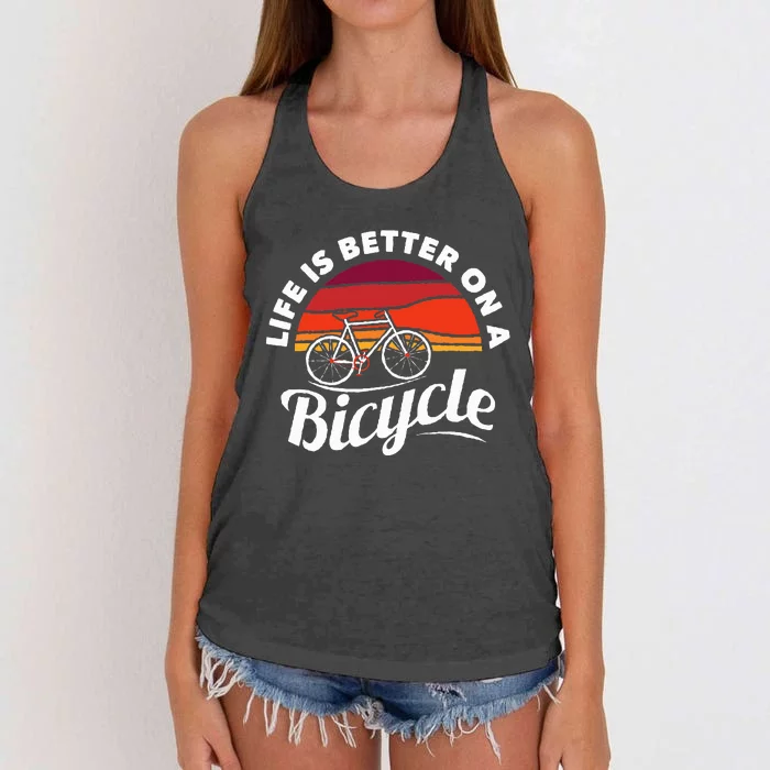 Bike Cycling Biking Cyclist Retro Theme Bicycle Women's Knotted Racerback Tank