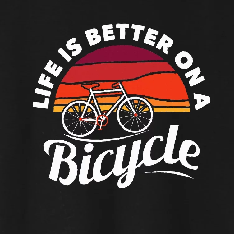 Bike Cycling Biking Cyclist Retro Theme Bicycle Women's Crop Top Tee