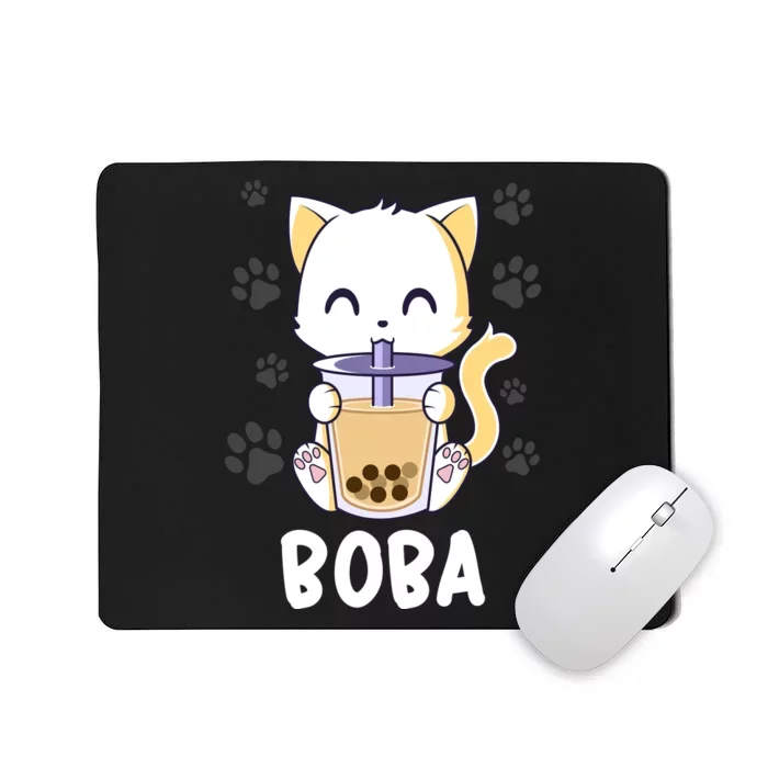 Boba Cat Bubble Tea Chibi Kitten Mousepad