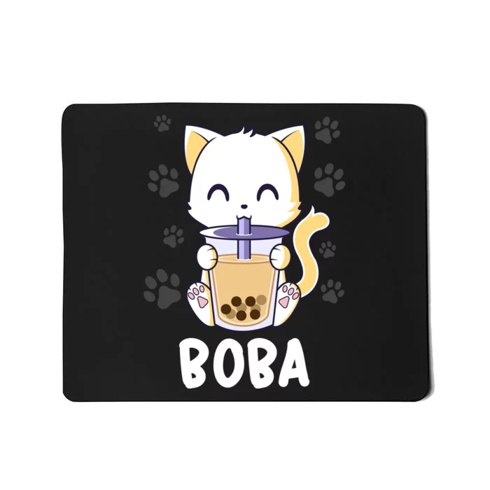 Boba Cat Bubble Tea Chibi Kitten Mousepad