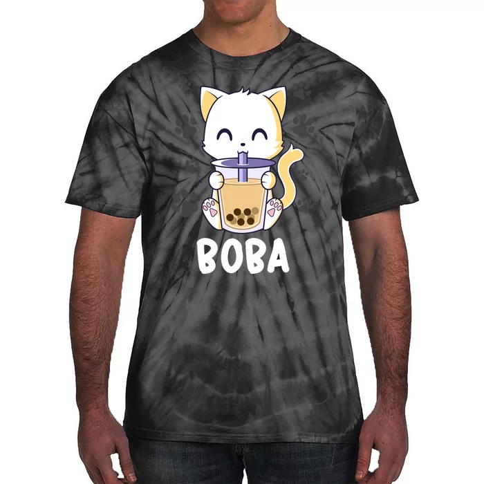 Boba Cat Bubble Tea Chibi Kitten Tie-Dye T-Shirt