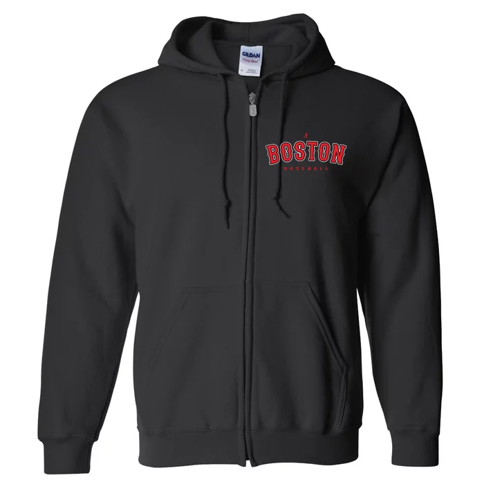 Boston City Baseball Retro Vintage Baseball Lover Boston Full Zip Hoodie