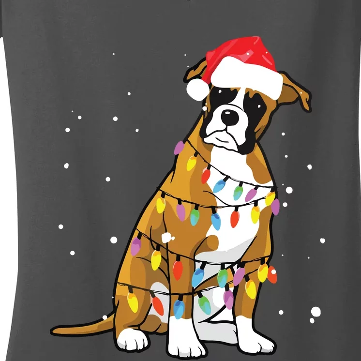 Boxer Christmas Boxer Dog Christmas Gift Women's V-Neck T-Shirt