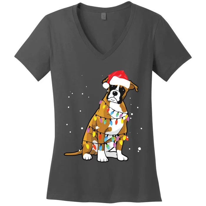 Boxer Christmas Boxer Dog Christmas Gift Women's V-Neck T-Shirt