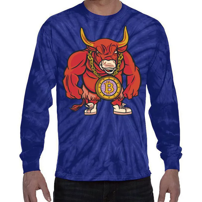 Bitcoin Chain Bull Tie-Dye Long Sleeve Shirt