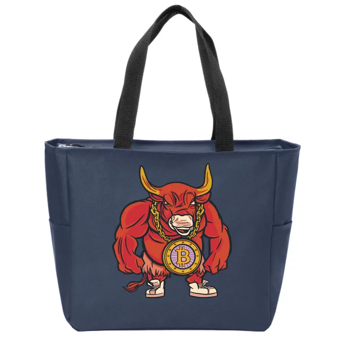 Bitcoin Chain Bull Zip Tote Bag