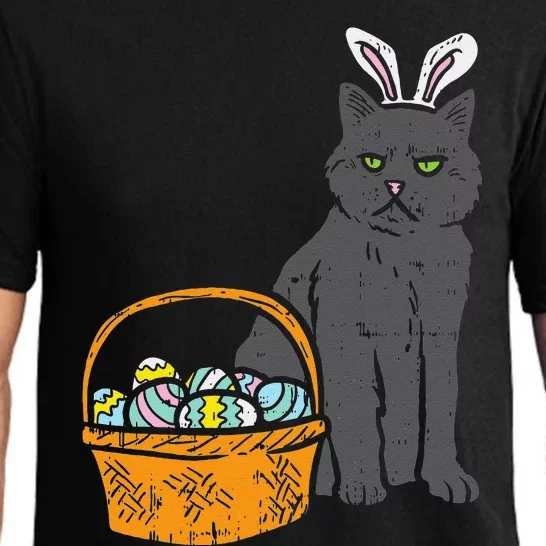 Black Cat Bunny Ears Eggs Basket Easter Pet Lover Gift Pajama Set