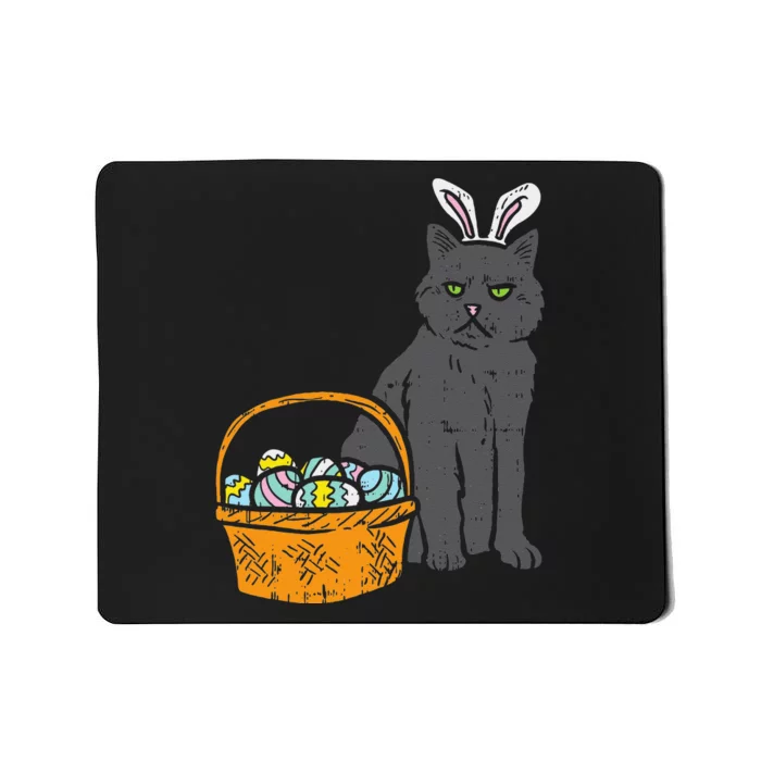 Black Cat Bunny Ears Eggs Basket Easter Pet Lover Gift Mousepad