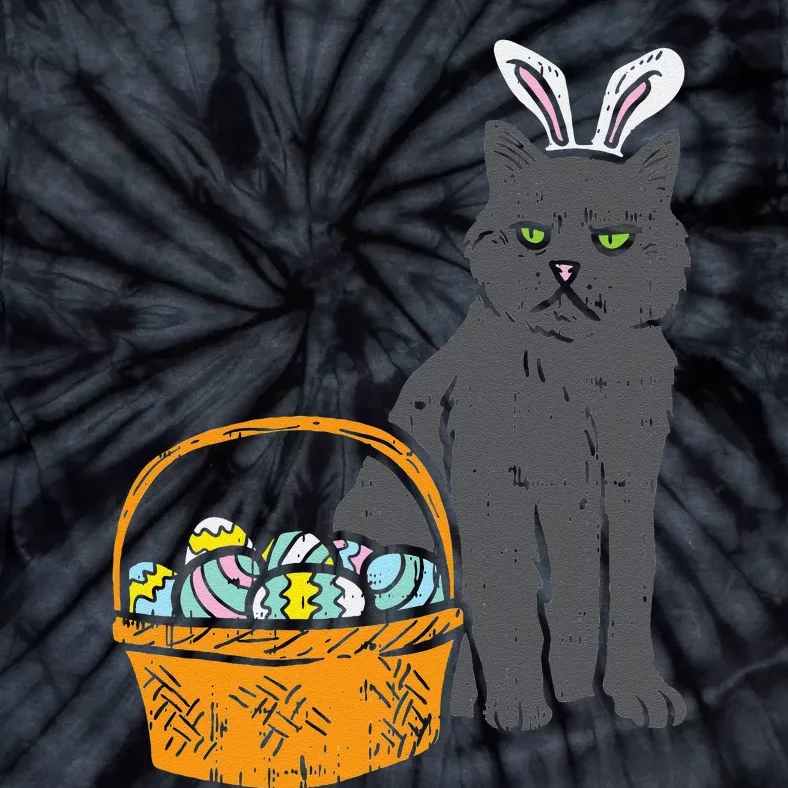 Black Cat Bunny Ears Eggs Basket Easter Pet Lover Gift Tie-Dye T-Shirt