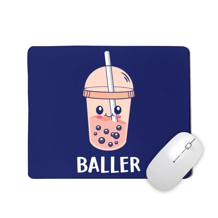 Baller Cat Boba Tea Bubble Tea Anime Kawaii Neko Strawberry Graphic Mousepad