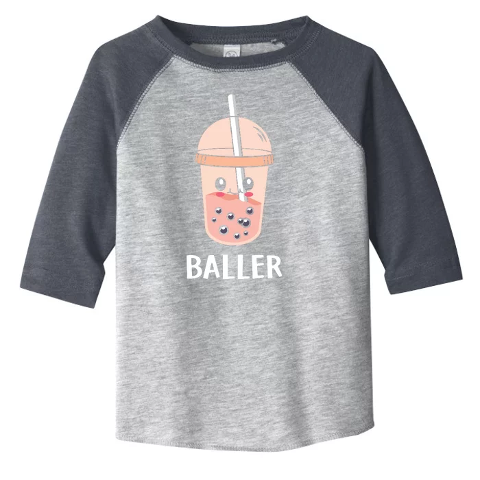 Baller Cat Boba Tea Bubble Tea Anime Kawaii Neko Strawberry Graphic Toddler Fine Jersey T-Shirt