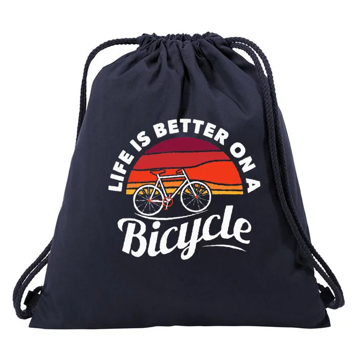 Bike Cycling Biking Cyclist Retro Theme Bicycle Quote Saying Drawstring Bag