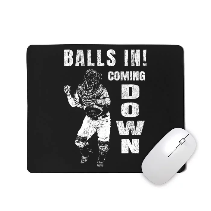 Baseball Catcher - Balls In - Coming Down - Baseball Mousepad