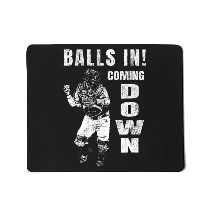 Baseball Catcher - Balls In - Coming Down - Baseball Mousepad