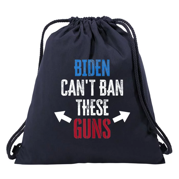 Biden Can't Ban Gift These Guns Gym Workout Funny Weightlifting Gift Drawstring Bag