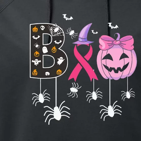 Breast Cancer Boo Halloween Breast Cancer Awareness Performance Fleece Hoodie