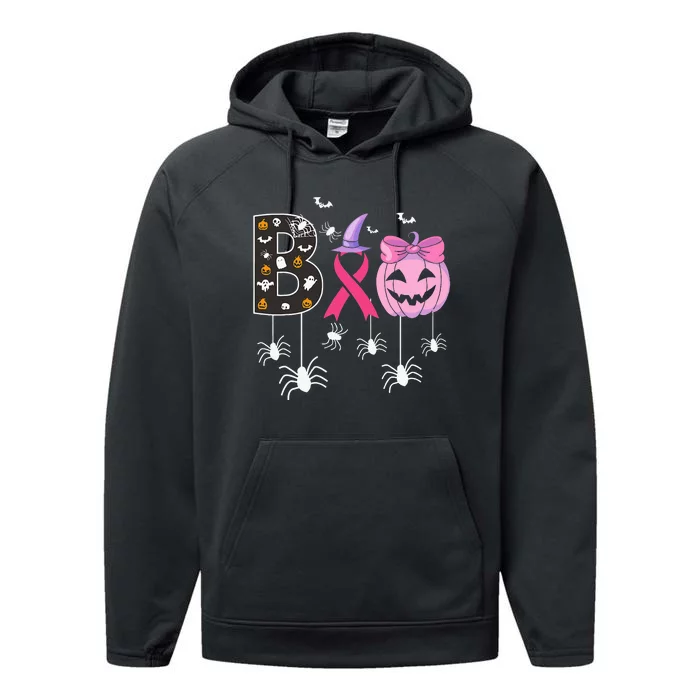 Breast Cancer Boo Halloween Breast Cancer Awareness Performance Fleece Hoodie